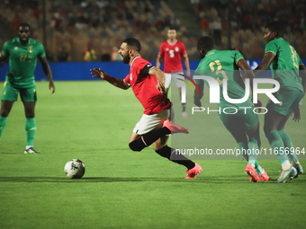 Mohamed Salah, Egypt national team player, falls to the ground during the match between Egypt and Mauritania in the African Cup of Nations q...