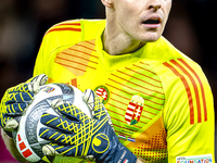 Hungary goalkeeper Denes Dibusz plays during the match between Hungary and the Netherlands at the Puskas Arena for the UEFA Nations League s...