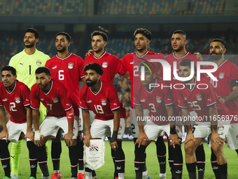 The Egyptian national team poses for a group photo before the match between Egypt and Mauritania in the African Cup of Nations qualifiers in...