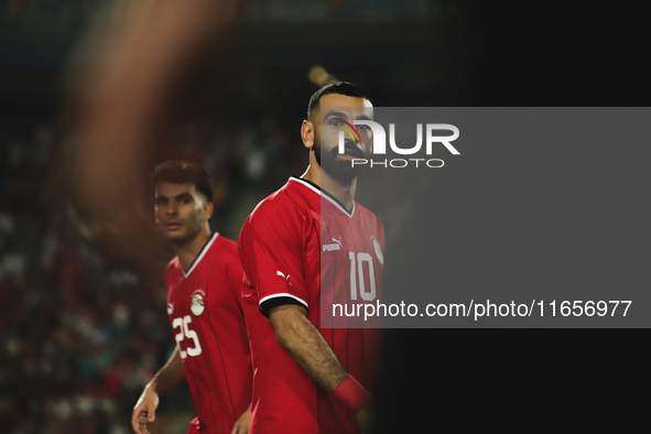 Mohamed Salah plays for the Egypt national team during the match between Egypt and Mauritania in the African Cup of Nations qualifiers in Ca...