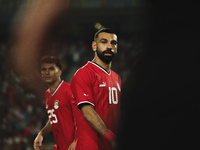 Mohamed Salah plays for the Egypt national team during the match between Egypt and Mauritania in the African Cup of Nations qualifiers in Ca...