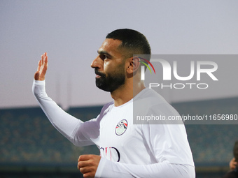 Mohamed Salah greets the fans during the match between Egypt and Mauritania in the African Cup of Nations qualifiers in Cairo, Egypt, on Oct...