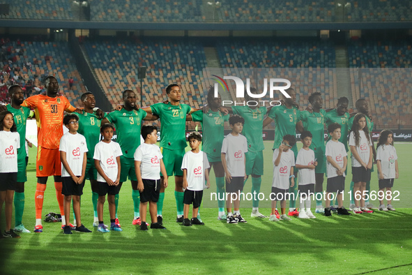 The Mauritanian national team poses for a group photo during the match between Egypt and Mauritania in the African Cup of Nations qualifiers...