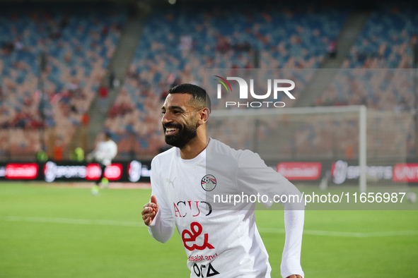 Mohamed Salah, Egypt national team player, prepares for the match during the game between Egypt and Mauritania in the African Cup of Nations...