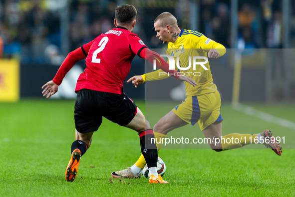 Otar Kakabadze, Mykhailo Mudryk are playing during the  UEFA Nations League 2024 League B Group B1 match between Ukraine and Georgia , at th...