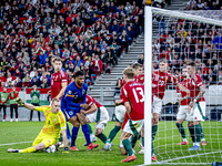 Hungary goalkeeper Denes Dibusz plays during the match between Hungary and the Netherlands at the Puskas Arena for the UEFA Nations League s...