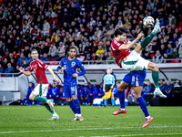 Hungary midfielder Dominik Szoboszlai plays during the match between Hungary and the Netherlands at the Puskas Arena for the UEFA Nations Le...