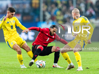 Georgiy Sudakov, Giorgi Kochorashvili, Mykhailo Mudryk are playing during the  UEFA Nations League 2024 League B Group B1 match between Ukra...