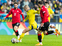 Otar Kiteishvili, Mykhailo Mudryk are playing during the  UEFA Nations League 2024 League B Group B1 match between Ukraine and Georgia , at...