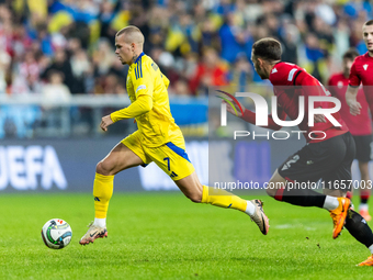 Mykhailo Mudryk is  playing during the  UEFA Nations League 2024 League B Group B1 match between Ukraine and Georgia , at the Poznan Arena i...