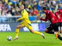 Mykhailo Mudryk is  playing during the  UEFA Nations League 2024 League B Group B1 match between Ukraine and Georgia , at the Poznan Arena i...