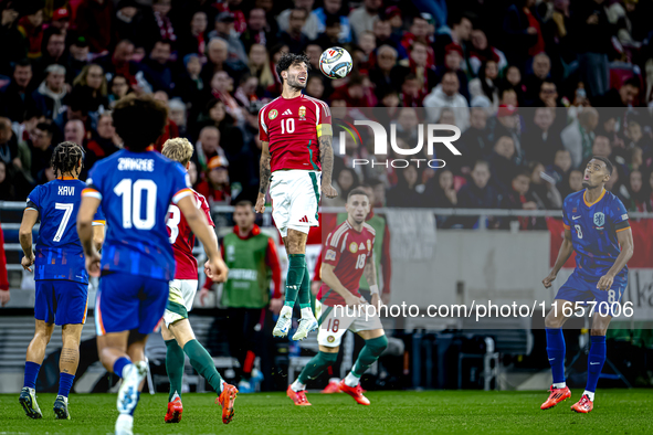 Hungary midfielder Dominik Szoboszlai plays during the match between Hungary and the Netherlands at the Puskas Arena for the UEFA Nations Le...