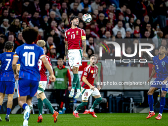 Hungary midfielder Dominik Szoboszlai plays during the match between Hungary and the Netherlands at the Puskas Arena for the UEFA Nations Le...