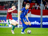 Netherlands defender Mickey van de Ven plays during the match between Hungary and the Netherlands at the Puskas Arena for the UEFA Nations L...