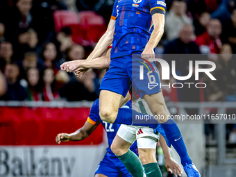 Netherlands defender Stefan de Vrij plays during the match between Hungary and the Netherlands at the Puskas Arena for the UEFA Nations Leag...