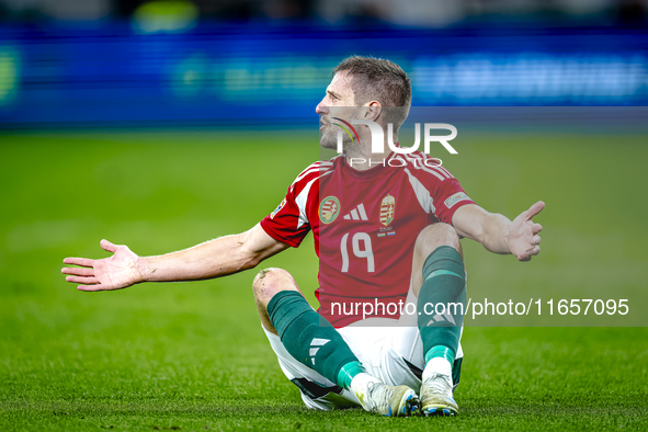 Hungary forward Barnabas Varga plays during the match between Hungary and the Netherlands at the Puskas Arena for the UEFA Nations League se...