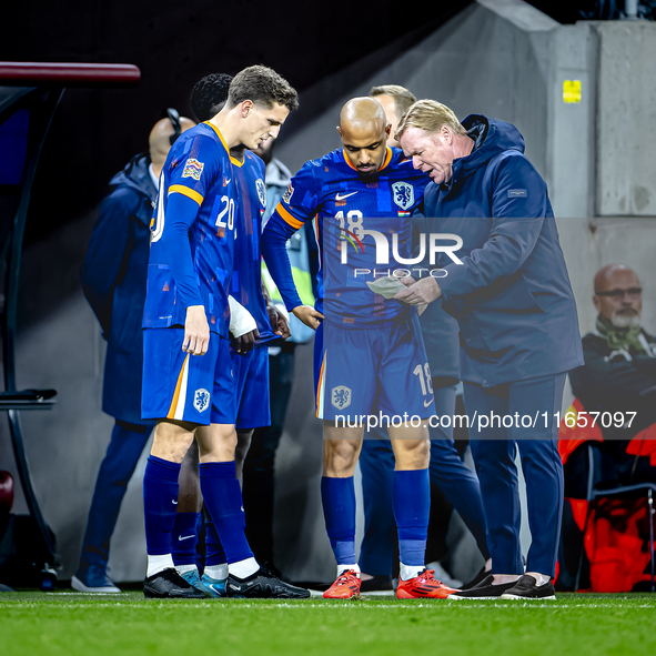 Netherlands trainer Ronald Koeman and Netherlands forward Donyell Malen are present during the match between Hungary and the Netherlands at...