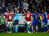 Netherlands defender Virgil van Dijk receives a red card during the match between Hungary and the Netherlands at the Puskas Arena for the UE...