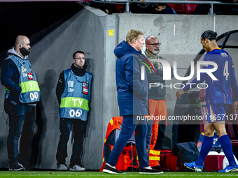 Netherlands defender Virgil van Dijk receives a red card during the match between Hungary and the Netherlands at the Puskas Arena for the UE...