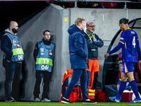 Netherlands defender Virgil van Dijk receives a red card during the match between Hungary and the Netherlands at the Puskas Arena for the UE...