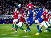 Netherlands defender Denzel Dumfries scores the 1-1 during the match between Hungary and the Netherlands at the Puskas Arena for the UEFA Na...