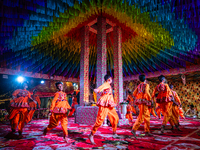 During Garbi organized by RA Garbi Mandal in Jamnagar, India, on Navratri, children worship Adhyashakti traditionally by performing the Raas...