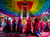 During Garbi organized by RA Garbi Mandal in Jamnagar, India, on Navratri, children worship Adhyashakti traditionally by performing the Raas...