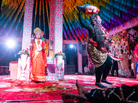 During Garbi organized by RA Garbi Mandal in Jamnagar, India, on Navratri, children worship Adhyashakti traditionally by performing the Raas...