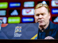 Netherlands trainer Ronald Koeman speaks during the press conference after the match between Hungary and the Netherlands at the Puskas Arena...