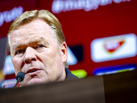 Netherlands trainer Ronald Koeman speaks during the press conference after the match between Hungary and the Netherlands at the Puskas Arena...