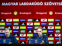 Netherlands trainer Ronald Koeman speaks during the press conference after the match between Hungary and the Netherlands at the Puskas Arena...