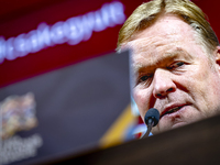 Netherlands trainer Ronald Koeman speaks during the press conference after the match between Hungary and the Netherlands at the Puskas Arena...