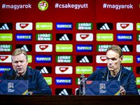 Netherlands trainer Ronald Koeman speaks during the press conference after the match between Hungary and the Netherlands at the Puskas Arena...