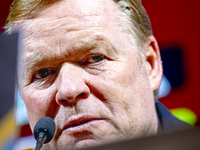 Netherlands trainer Ronald Koeman speaks during the press conference after the match between Hungary and the Netherlands at the Puskas Arena...