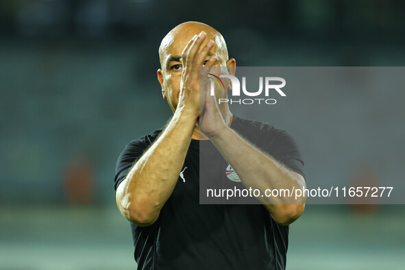 Hossam Hassan, the technical director of the Egyptian national team, appears during an Africa Cup of Nations qualifying match between Egypt...