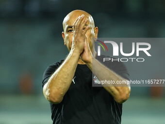 Hossam Hassan, the technical director of the Egyptian national team, appears during an Africa Cup of Nations qualifying match between Egypt...