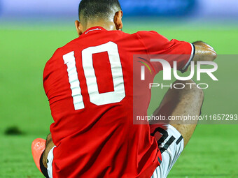 Mohamed Salah, player of the Egyptian national team, reacts during an Africa Cup of Nations qualifying match between Egypt and Mauritania in...