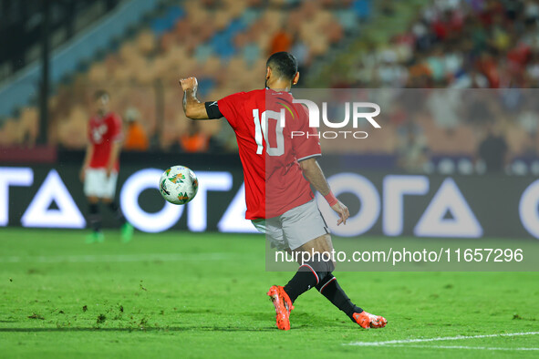 Mohamed Salah, player of the Egyptian national team, reacts during an Africa Cup of Nations qualifying match between Egypt and Mauritania in...