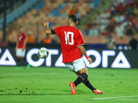 Mohamed Salah, player of the Egyptian national team, reacts during an Africa Cup of Nations qualifying match between Egypt and Mauritania in...