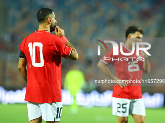 Mohamed Salah, player of the Egyptian national team, reacts during an Africa Cup of Nations qualifying match between Egypt and Mauritania in...