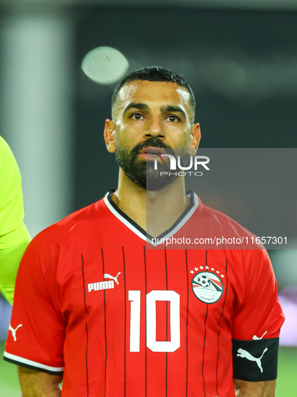 Mohamed Salah, player of the Egyptian national team, appears during an Africa Cup of Nations qualifying match between Egypt and Mauritania i...