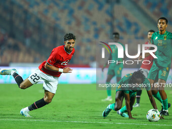 Omar Marmoush, a player of the Egyptian national team, is in action during an Africa Cup of Nations qualifying match between Egypt and Mauri...