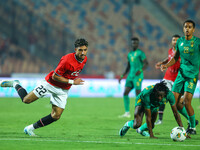 Omar Marmoush, a player of the Egyptian national team, is in action during an Africa Cup of Nations qualifying match between Egypt and Mauri...