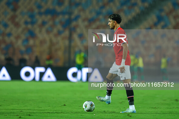 Omar Marmoush, a player of the Egyptian national team, is in action during an Africa Cup of Nations qualifying match between Egypt and Mauri...