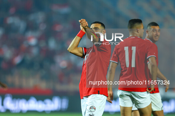 Egyptian national team player Mohamed Salah celebrates after scoring a goal during an Africa Cup of Nations qualifying match between Egypt a...