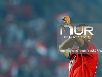 Egyptian national team player Mohamed Salah celebrates after scoring a goal during an Africa Cup of Nations qualifying match between Egypt a...