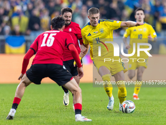 Artem Dovbyk is playing during the  UEFA Nations League 2024 League B Group B1 match between Ukraine and Georgia , at the Poznan Arena in Po...