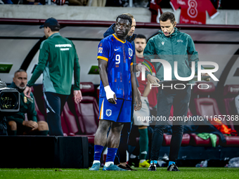 Netherlands forward Brian Brobbey plays during the match between Hungary and the Netherlands at the Puskas Arena for the UEFA Nations League...