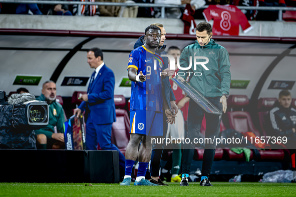 Netherlands forward Brian Brobbey plays during the match between Hungary and the Netherlands at the Puskas Arena for the UEFA Nations League...