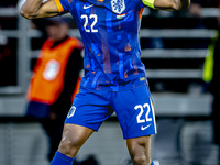 Netherlands defender Denzel Dumfries plays during the match between Hungary and the Netherlands at the Puskas Arena for the UEFA Nations Lea...